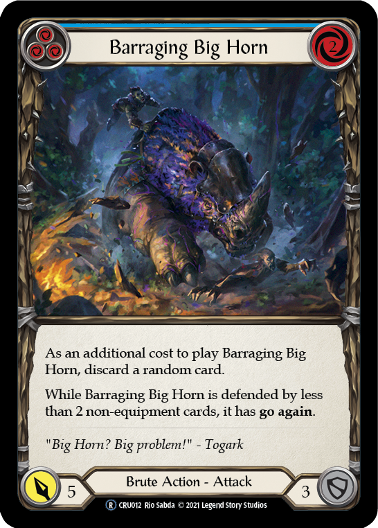 Barraging Big Horn (Blue) (Rainbow Foil) [CRU012-RF] Unlimited Rainbow Foil - Duel Kingdom