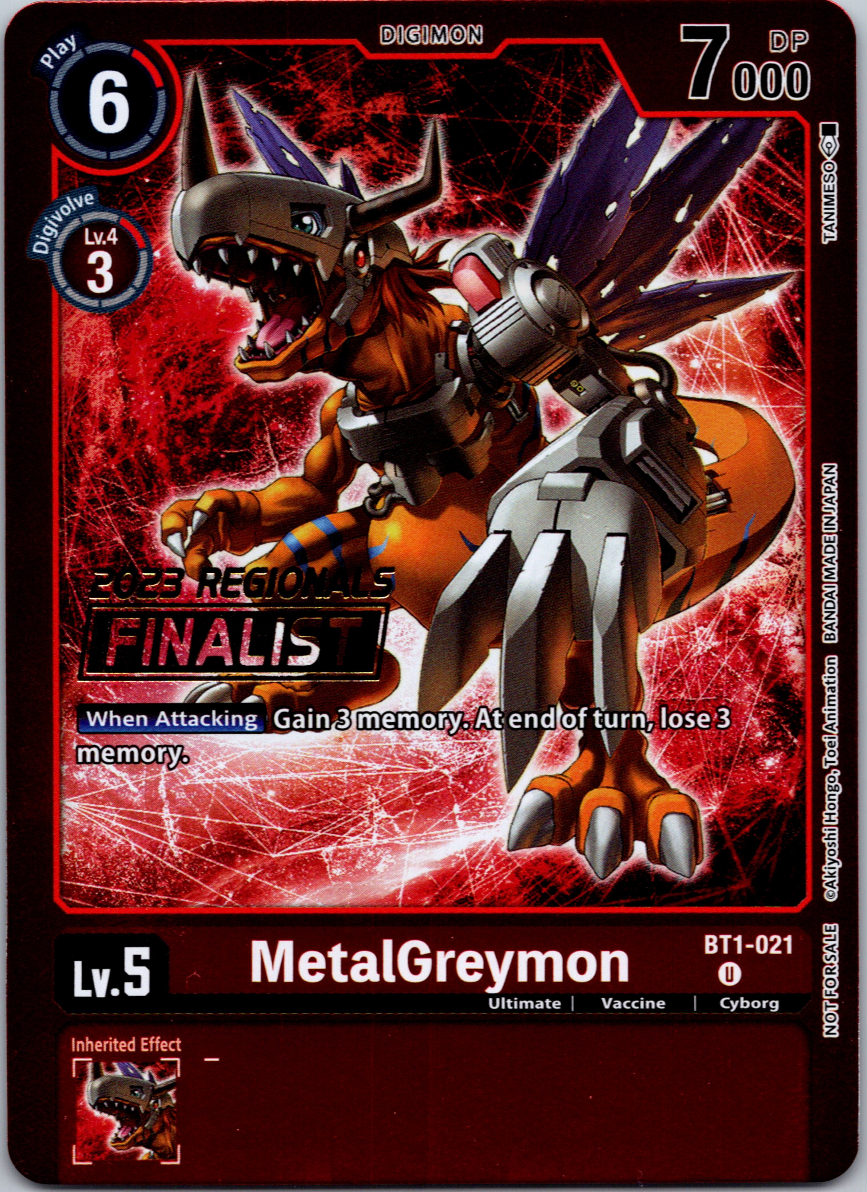 MetalGreymon - BT1-021 (2023 Regionals Finalist) [BT1-021] [Release Special Booster] Foil