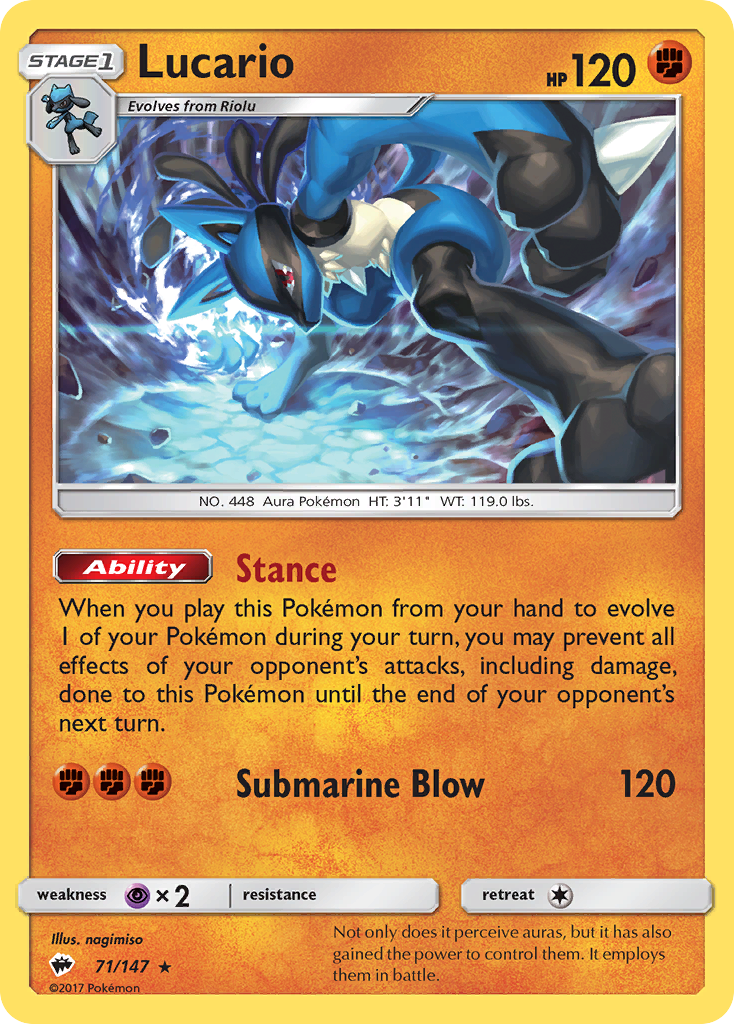 Lucario (71/147) [Sun & Moon: Burning Shadows] - Duel Kingdom