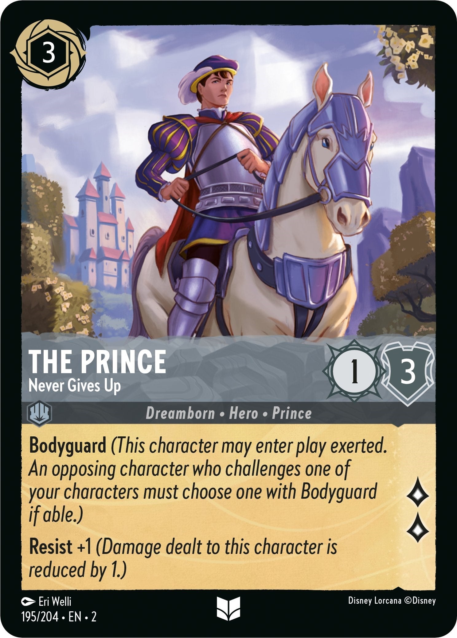 The Prince - Never Gives Up 195/204 (Rise of the Floodborn) Cold Foil