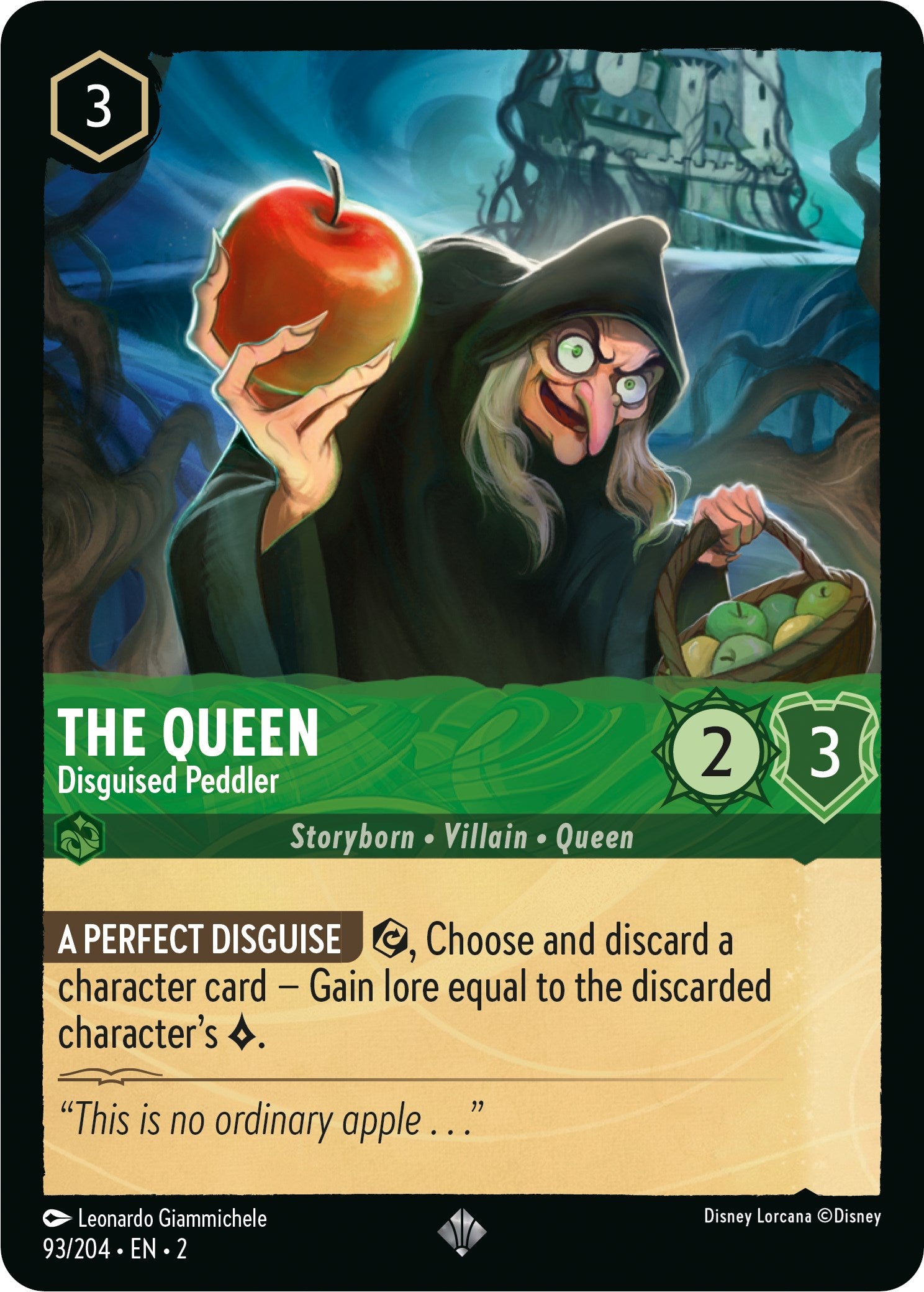 The Queen - Disguised Peddler 93/204 (Rise of the Floodborn) Cold Foil