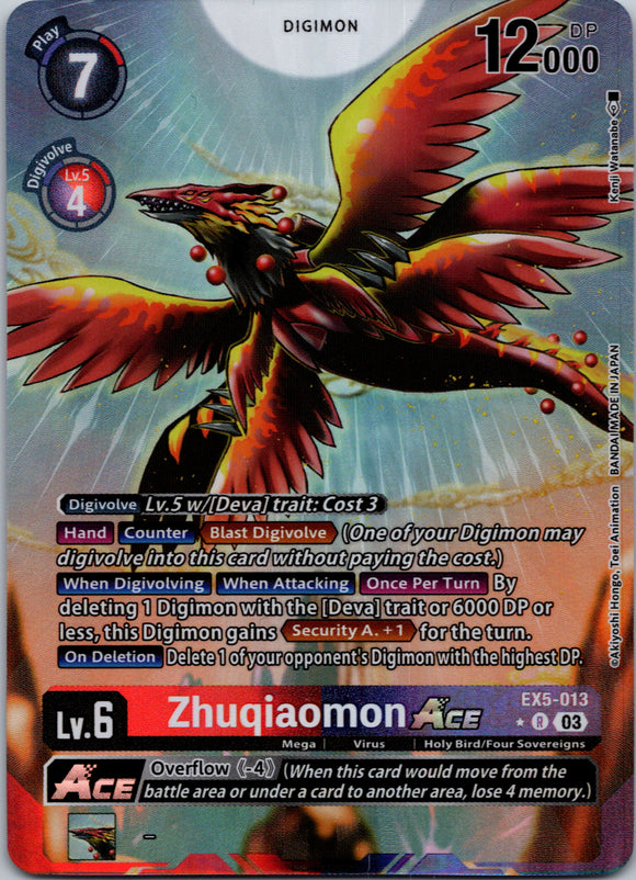 Zhuqiaomon Ace (Alternate Art) [EX5-013] [Animal Colosseum] Foil