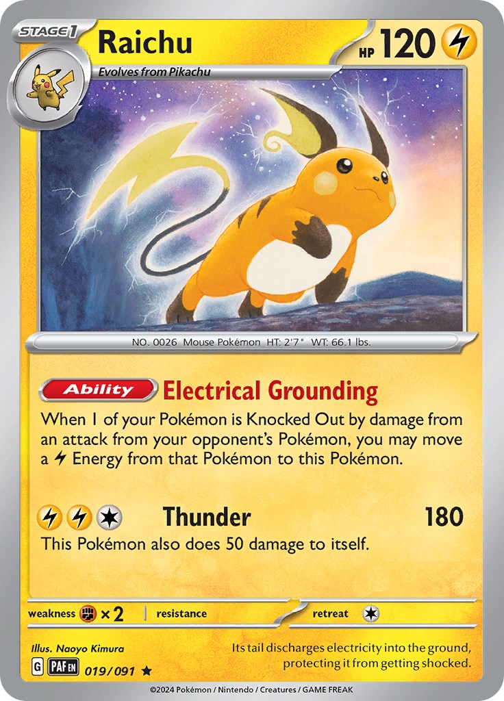 Raichu [019/091] - (Paldean Fates) Reverse Holofoil