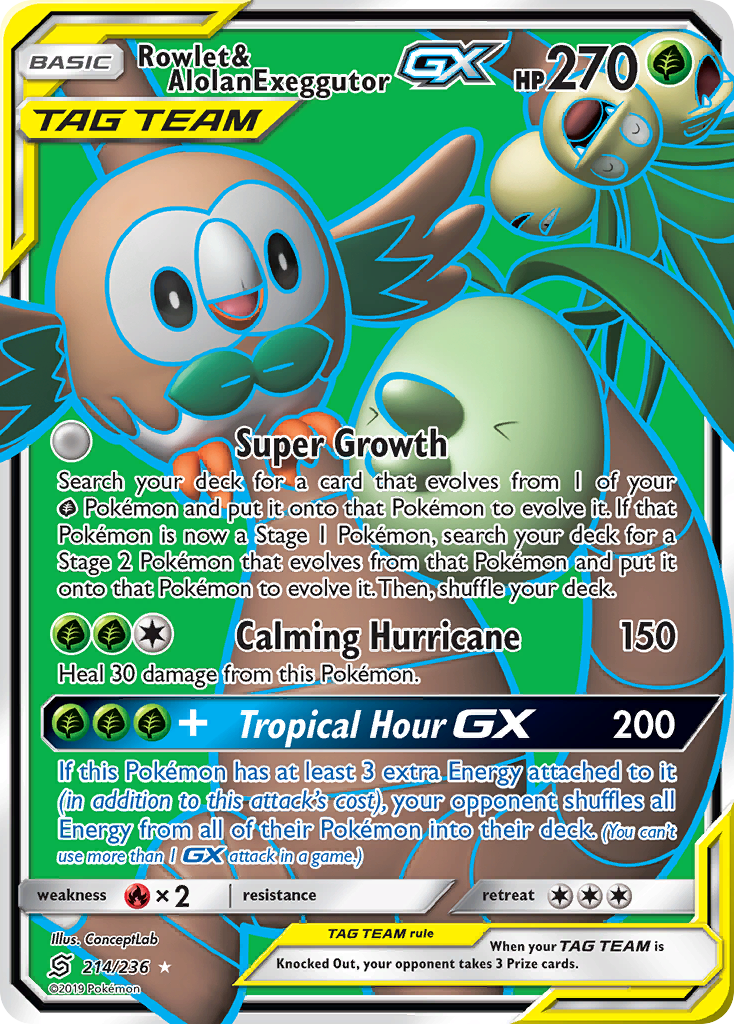 Rowlet & Alolan Exeggutor GX (214/236) [Sun & Moon: Unified Minds] - Duel Kingdom