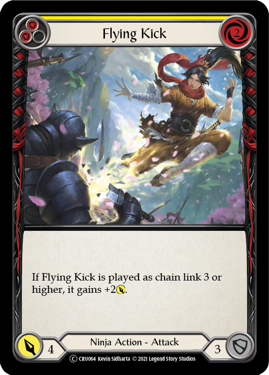 Flying Kick (Yellow) (Rainbow Foil) [CRU064-RF] Unlimited Rainbow Foil - Duel Kingdom