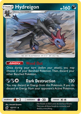 Hydreigon (062/111) (Cracked Ice Holo) (Theme Deck Exclusive) [Sun & Moon: Crimson Invasion]