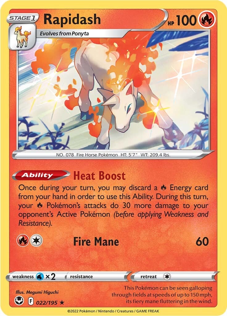 Rapidash (022/195) (Theme Deck Exclusive) [Sword & Shield: Silver Tempest]