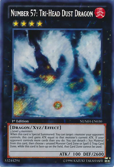 Number 57: Tri-Head Dust Dragon [NUMH-EN030] Secret Rare - Duel Kingdom