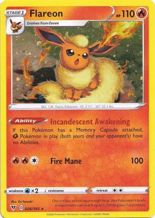 Flareon (026/185) (Cosmos Holo) [Sword & Shield: Vivid Voltage]