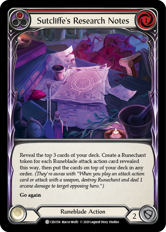 Sutcliffe's Research Notes (Red) [CRU154] 1st Edition Normal - Duel Kingdom