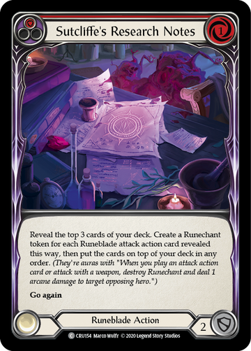 Sutcliffe's Research Notes (Red) [CRU154] 1st Edition Normal - Duel Kingdom