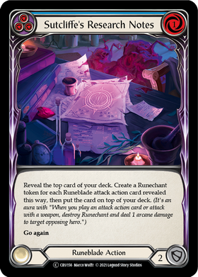 Sutcliffe's Research Notes (Blue) (Rainbow Foil) [CRU156-RF] Unlimited Rainbow Foil - Duel Kingdom