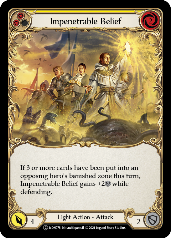 Impenetrable Belief (Yellow) (Rainbow Foil) [U-MON076-RF] Unlimited Rainbow Foil - Duel Kingdom