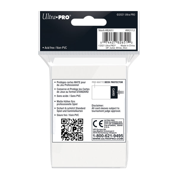 50ct Pro-Matte White Standard Deck Protectors