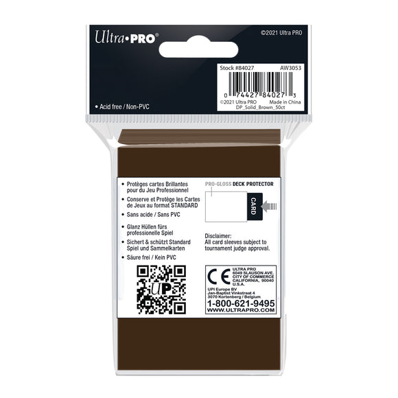 50ct Pro-Gloss Brown Standard Deck Protectors