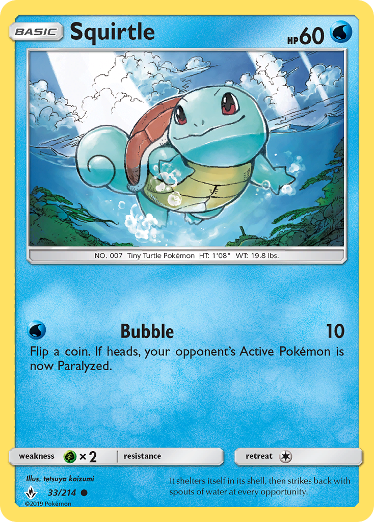 Squirtle (33/214) [Sun & Moon: Unbroken Bonds] - Duel Kingdom