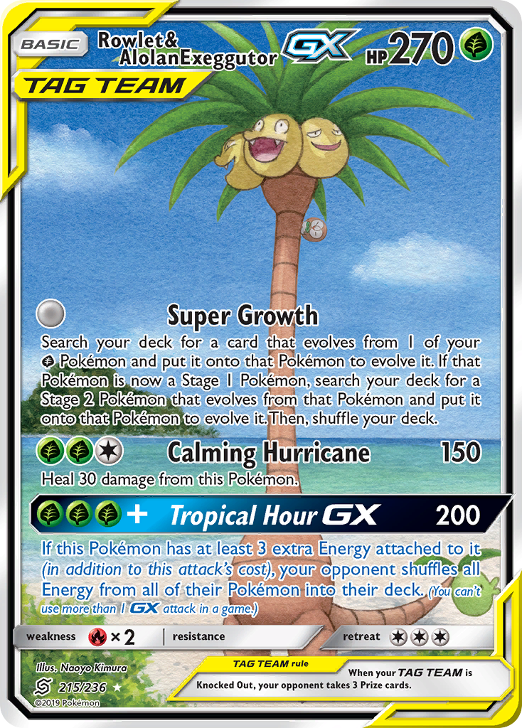 Rowlet & Alolan Exeggutor GX (215/236) [Sun & Moon: Unified Minds] - Duel Kingdom