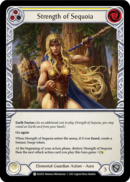 Strength of Sequoia (Yellow) [ELE029] 1st Edition Rainbow Foil - Duel Kingdom