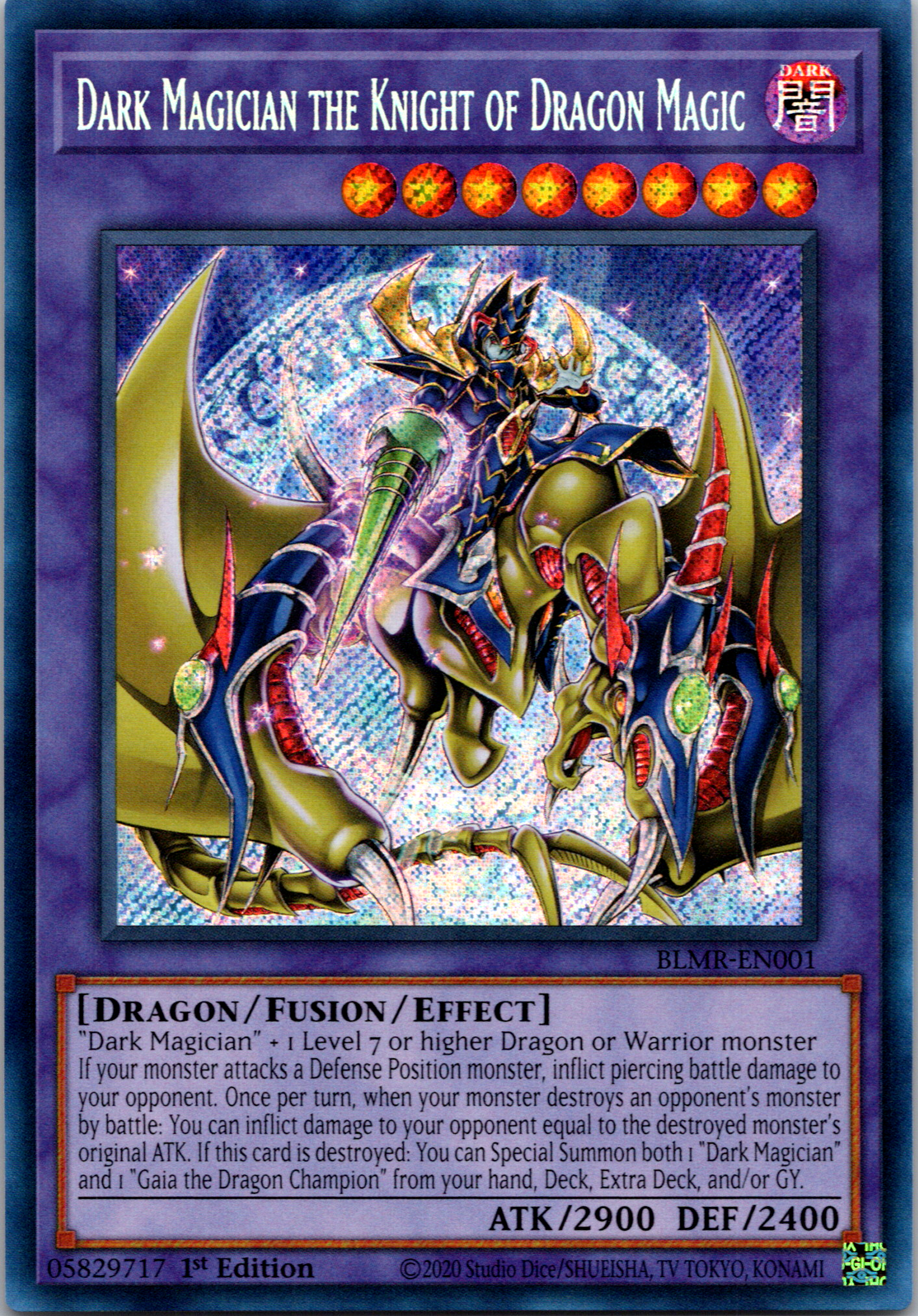 Dark Magician the Knight of Dragon Magic [BLMR-EN001] Secret Rare