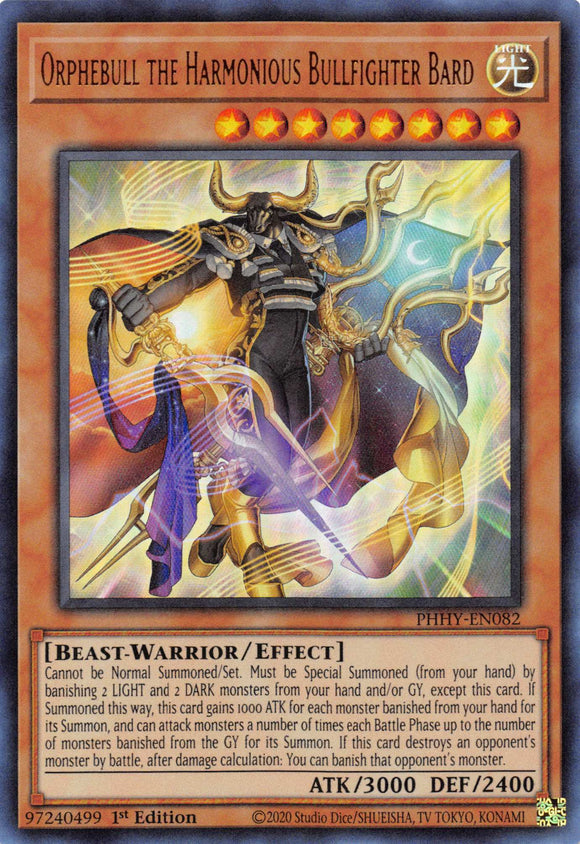 Orphebull the Harmonious Bullfighter Bard [PHHY-EN082] Ultra Rare