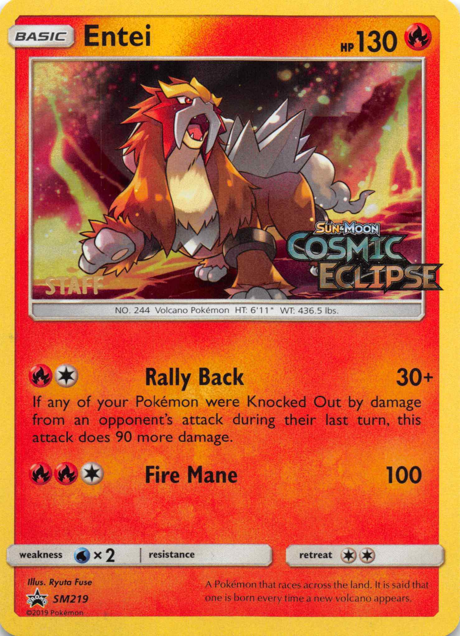 Entei (Staff Prerelease Promo) (SM219) [Sun & Moon: Black Star Promos] - Duel Kingdom