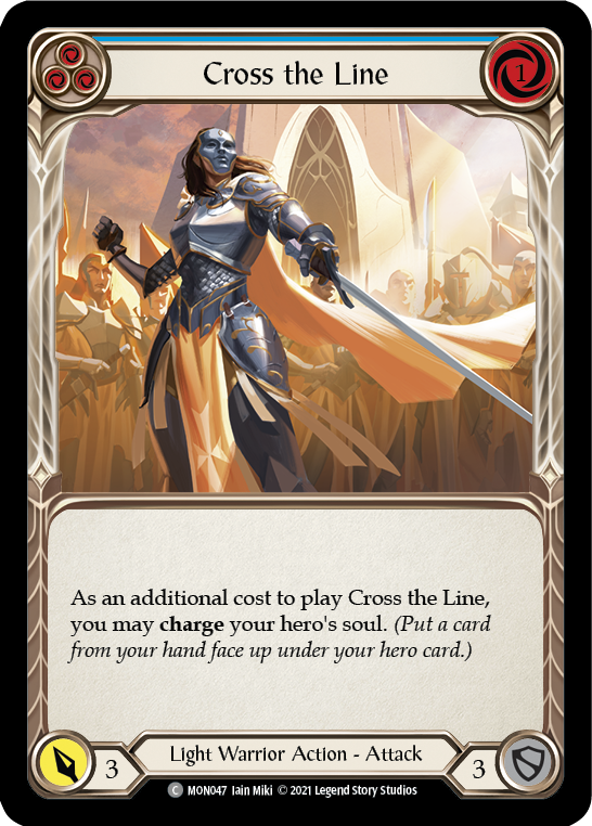 Cross the Line (Blue) (Rainbow Foil) [MON047-RF] 1st Edition Rainbow Foil - Duel Kingdom