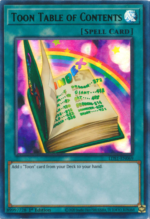 Toon Table of Contents (Green) [LDS1-EN069] Ultra Rare - Duel Kingdom