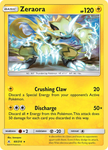 Zeraora (060/214) (Cracked Ice Holo) (Theme Deck Exclusive) [Sun & Moon: Unbroken Bonds]