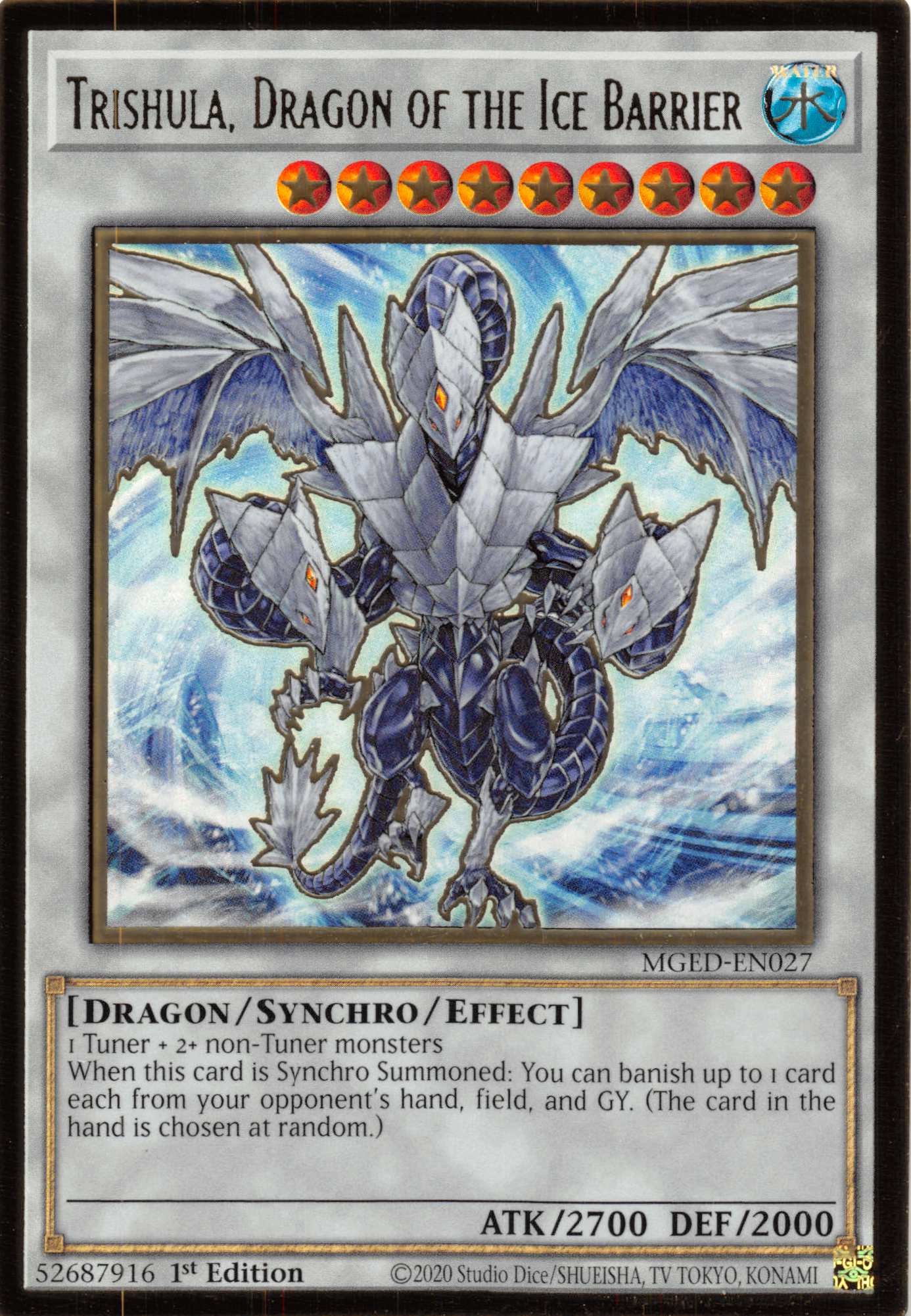 Trishula, Dragon of the Ice Barrier [MGED-EN027] Gold Rare - Duel Kingdom