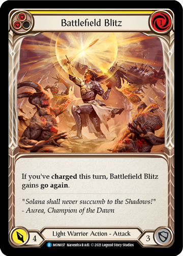 Battlefield Blitz (Yellow) (Rainbow Foil) [MON037-RF] 1st Edition Rainbow Foil - Duel Kingdom