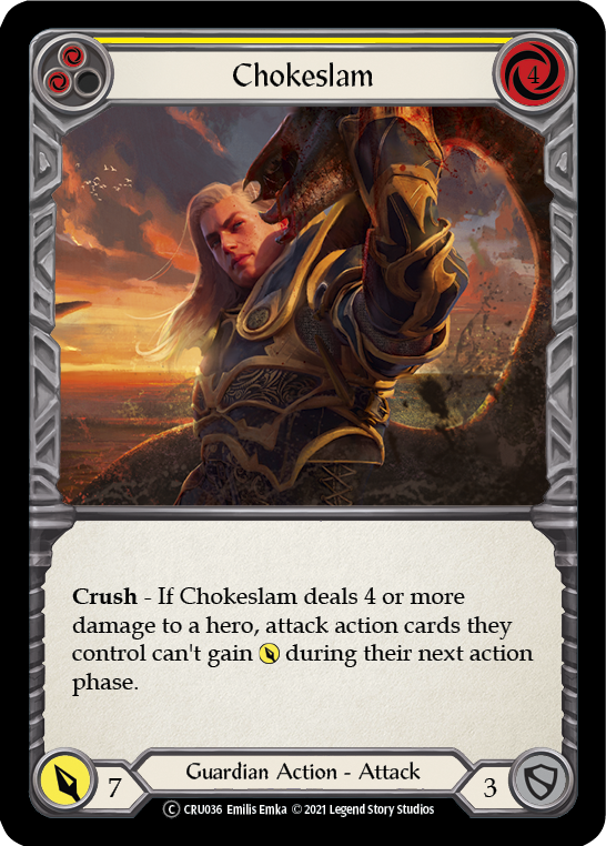 Chokeslam (Yellow) (Rainbow Foil) [CRU036-RF] Unlimited Rainbow Foil - Duel Kingdom
