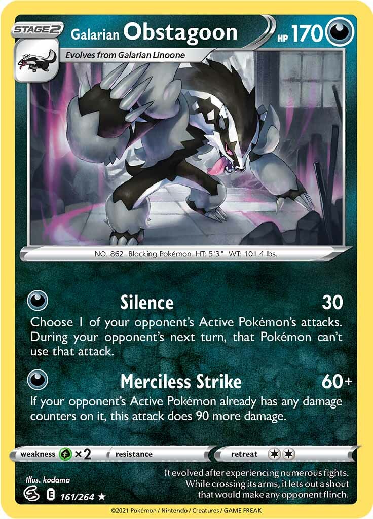 Galarian Obstagoon (161/264) [Sword & Shield: Fusion Strike] - Duel Kingdom